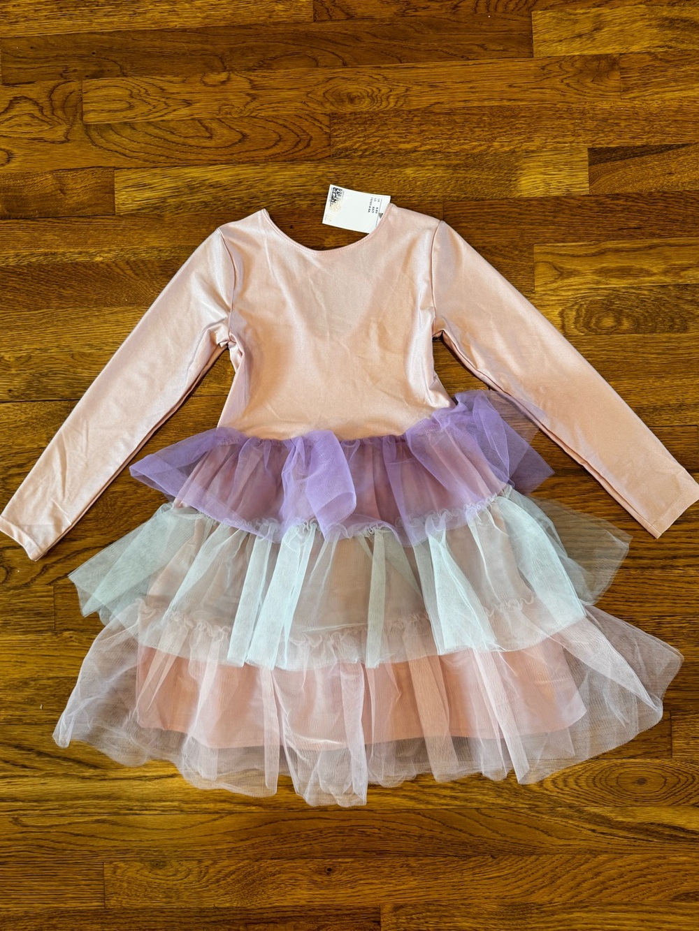 NWT H&M Light Pink Long-Sleeve Tiered Tulle Dress - Size 6x/7